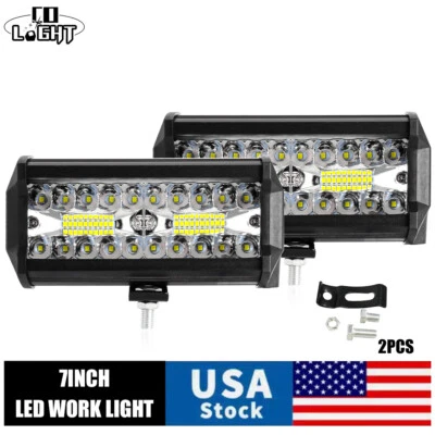 COLIGHT 2x 7Inch 30000LM LED Work Light Bar Flood Spot Pod Offroad Fog Driving ATV Truck