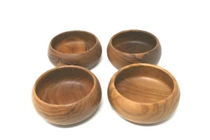 Gailstyn-Sutton Towle Teak Individual Wood 6" Salad Dessert Bowls - set of 4 - Picture 1 of 5