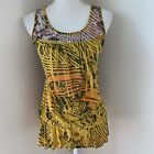 Floreat Women?S Size Small Yellow Sequin Boho Pullover Top Blouse Stretch Shirt