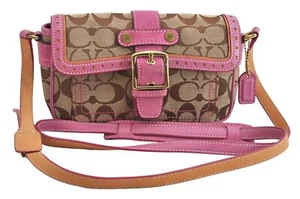 Autentica borsa a tracolla firmata Coach tracolla tela pelle 1485 marrone 4429M - Foto 1 di 10