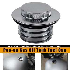 Pop Up Flush Mount Vented Gas Cap Oil Tank Fuel Cover For Harley FLHXST FLTRXST - Picture 1 of 11