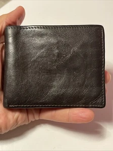 Cartera portatarjetas plegable de cuero marrón oscuro M&S Marks and Spencers - Imagen 1 de 16