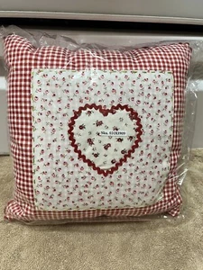 Laura Ashley Gingham Floral Heart Gingham Pillow 10.5” X 10.5”” Brand New - Picture 1 of 3