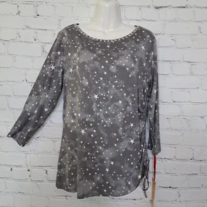 Ruby Rd NEW Gray Ruched Top Blouse Women's Size Small - Picture 1 of 9