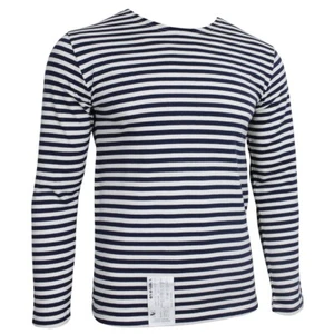 Camiseta genuina de la Armada rusa Telnyashka - 100% algodón manga larga a rayas nueva - Imagen 1 de 5