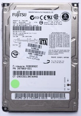 Fujitsu 100GB SATA 2.5" Laptop HDD Model MHV2100BH P/N CA06672-B24500C1 - Image 1 of 2