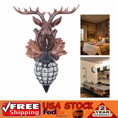 Antler Wall Sconce Lighting Rustic Deer Wall Light Decor with Antler and Crystal - Image 1 of 4