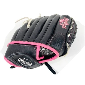 Rawlings Mädchen RHT Fast Pitch Softball Handschuh WFP115 11,5" schwarz/rosa Leder - Bild 1 von 6