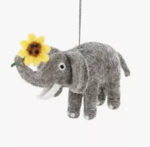Adorno de elefante lana fieltro animal zoológico safari decoración navideña comercio justo - Imagen 1 de 1