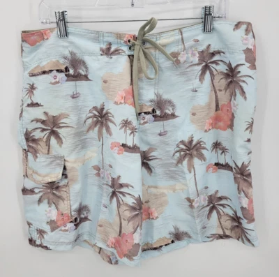 Bañador Panama Jack para Hombres 36 Azul Hawaiano Board Shorts Playa No Forrado Foto 1 de 4