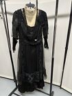 Antique Victorian Black Mourning Gown Satin Lace Beads 53” Repair Or Parts