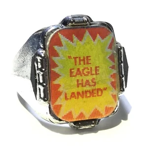 Apollo 11 Der Adler ist gelandet Flimmer / Flasher Silber Basis Ring (um 1970) - Bild 1 von 5
