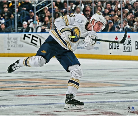Rasmus Dahlin Sabres 50th Anniv Season Alternate Jersey Shooting 20x24 Photo Cover
