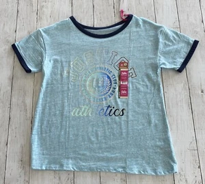 Justice Athletics Est. 04 Girls Shirt Top Blue W/Silver Trim Size XL (16-18) - Picture 1 of 7