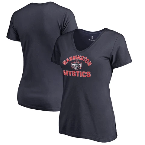 Women's Fanatics Branded Navy Washington Mystics Overtime V-Neck T-Shirt Cover