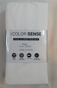 New, Full, White, COLOR SENSE Full Flat Sheet 100% Cotton - Picture 1 of 5