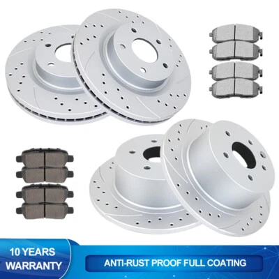 Rotores de freno delanteros traseros perforados discos pastillas de freno para Nissan Altima 2007-2013 Foto 1 de 4