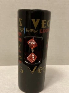 Las Vegas Black Tall Shot Glass Movable/Rolling Dice Novelty - Picture 1 of 8