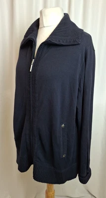 MAINE Women's Cardigan Full Zip Navy Blue High Neck Size UK22 Pockets L2990 - Image 1 of 4