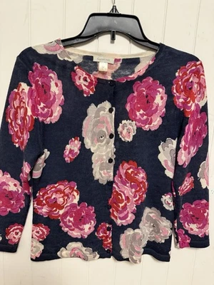 Cárdigan suéter con botones de lana merino estampado floral talla S Garnet Hill para mujer Foto 1 de 4