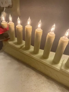 Vtg Christmas Window 10 Candle Lights Candelabra Candolier Plastic Works NOS - Foto 1 di 5