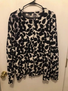 Suéter de algodón manga larga Lands End para mujer talla grande 3X patrón de hojas delanteras con botones - Imagen 1 de 4