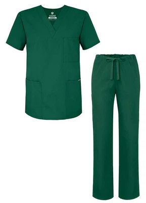 Adar Universal Unisex Scrub Set - V-Neck Scrub Top & Tapered Drawstring Pants - Image 1 of 4