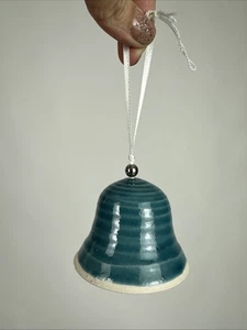 Handmade Ceramic Blue Crackle Glaze Bell Ornament - Picture 1 of 4