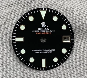 Dial Maker - Relax Dial Matte Black Explorer II for seiko mod NH34 - Picture 1 of 1