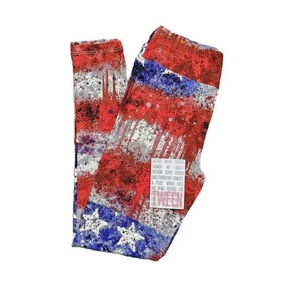 НОВЫЙ! Патриотические леггинсы LuLaRoe для подростков — звезды, полосы и полностью американский стиль - Изображение 1 из 4