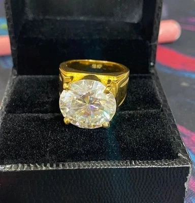 РЕДКОЕ сертифицированное белое обработанное мужское кольцо с одним бриллиантом 9,25 карата серебро 925 пробы - Изображение 1 из 4