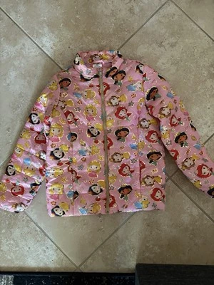 Disney Princess Jacket pink with gold trim Size 9/10 puffer - Imagem 1 de 4