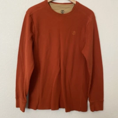 Suéter Timberland masculino grande laranja queimado waffle malha moletom ao ar livre em excelente estado usado - Imagem 1 de 4
