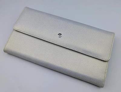 Cartera Montblanc La Vie de Bohème #101738 blanco hielo/azul 6CC solapa y estuche para monedas Foto 1 de 4
