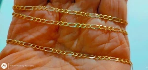 14K Gelbgold Figaro 22" lange Kette Halskette Vintage ((628)) - Bild 1 von 4