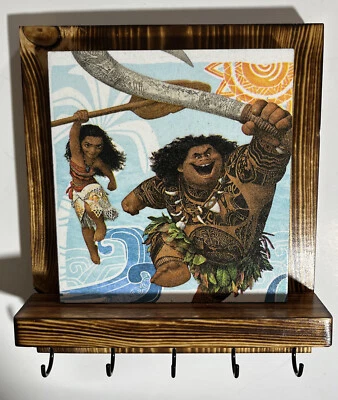 Moana Maui Disney Movie Rustic wall Decor key hanger Kid Room holder organizer - Image 1 of 4