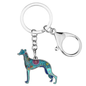 Enamel Alloy Whippet Dog Keychains Car Key Ring Novelty Pet Jewelry Charms Gifts - Picture 1 of 11