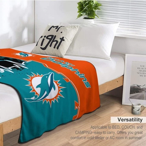 Miami Dolphins Fans Print Blanket Thin Blanket Soft Bed Blanket 40*50in Cover