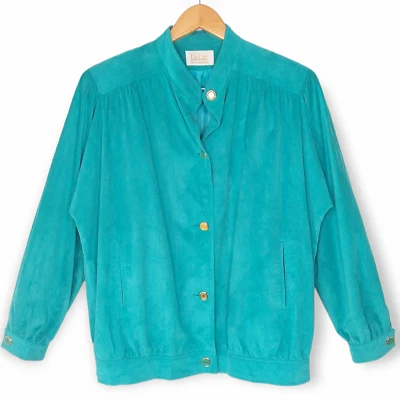 Chaqueta de Colección Años 70 Da Rue of California Ultrasuede Talla Grande? XL? Verde azulado hecho en EE. UU. Foto 1 de 4