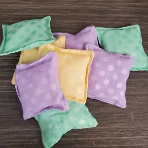 Handmade Bean Bag Set (8) Spring Pastel Polka Dots Fidget Physical Therapy Toy - Picture 1 of 5