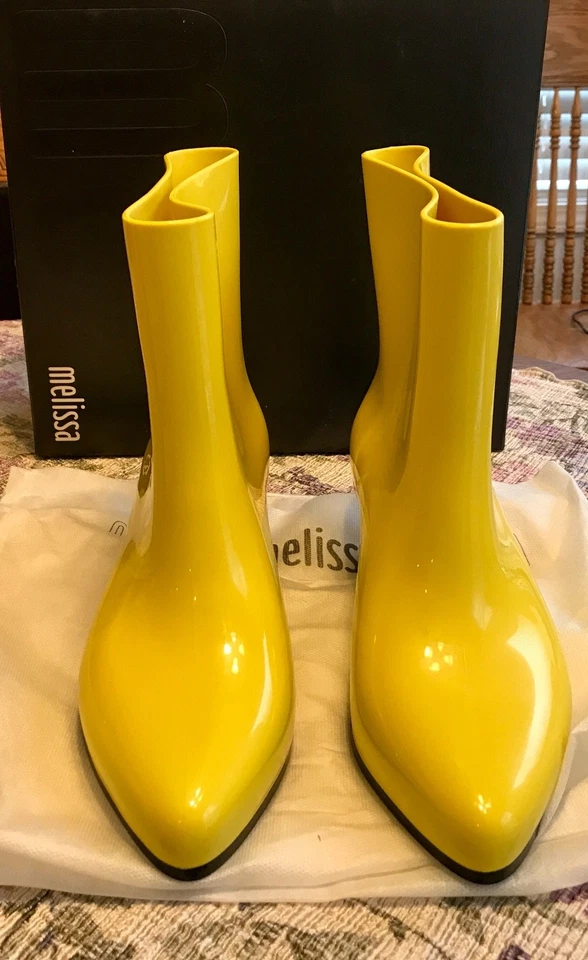 Melissa Ankle Boot + Jeremy Scott (Moschino) YELLOW Authentic Shoes SZ 7 NIB FUN - Image 1 of 4
