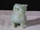 Chinese Qing Dy Hand Carved Hetian Jade Censor Temple Beast