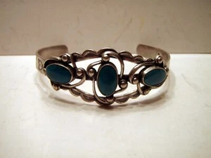 Brazalete vintage de plata esterlina y turquesa de 6 pulgadas para mujer y mujer 925 - Imagen 1 de 6