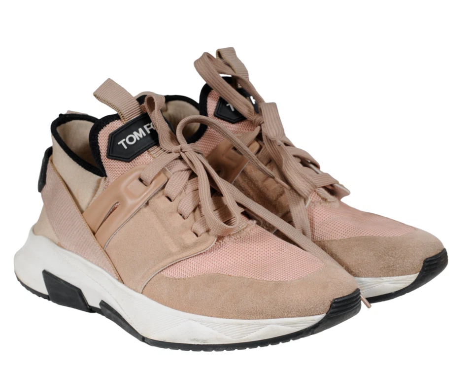 Tom Ford Women Jago Low Top Sneakers US 7.5 EU 37.5 Pink Nylon Mesh Trainers - Image 1 of 4