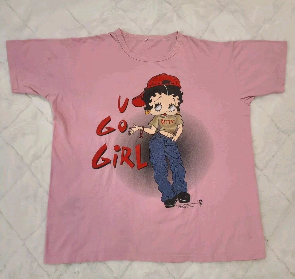 Camiseta Vintage Años 90 Betty Boop U Go Niña Rosa Hip Hop Streetwear Retro OSFA RARA Foto 1 de 4