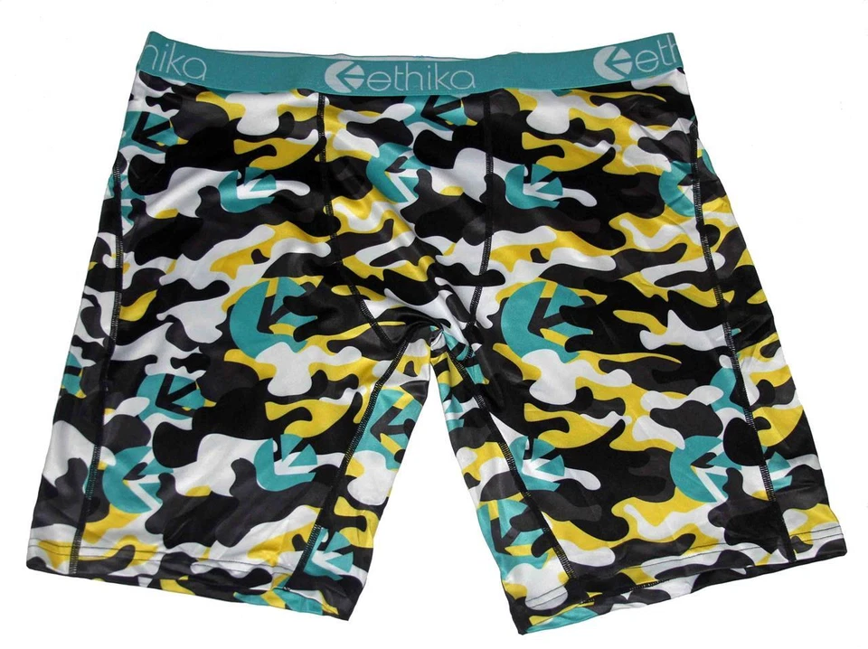 Boxers Ethika the Staple verde azulado amarillo negro blanco camuflaje para hombre 3XL (42-44) NUEVOS EN PAQUETE Foto 1 de 1