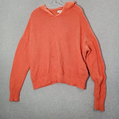 Suéter Lucky Brand Mujer Grande Naranja Con Capucha Tejido Abierto Manga Larga LEER Foto 1 de 4