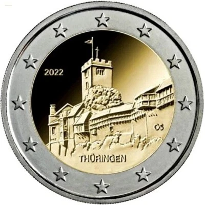Germany - 2 Euro Commemorative 2022 Thuringia State UNC  FREE SHIPPING - Image 1 of 3