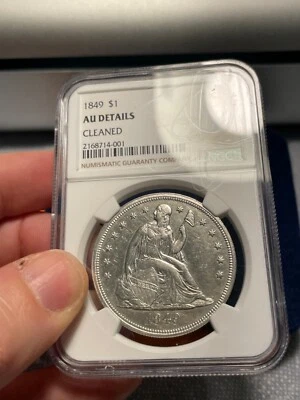 (#101521) Dólar libertad sentada: 1849.  NGC AU det.   (ver vídeo) Foto 1 de 4