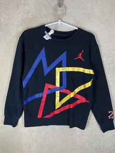 Jordan Sweatshirts Pullover Jumper Size L Boys Kids Black Logo Long Sleeve - Picture 1 of 11